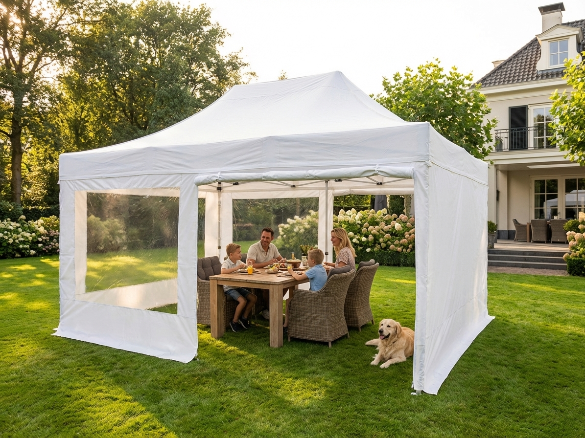 Pop Up Gazebo in White, 4x8m, Heavy Duty for Outdoor Events