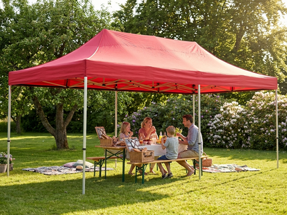 Red pop up gazebo 4x8 metres with aluminium frame for outdoor events