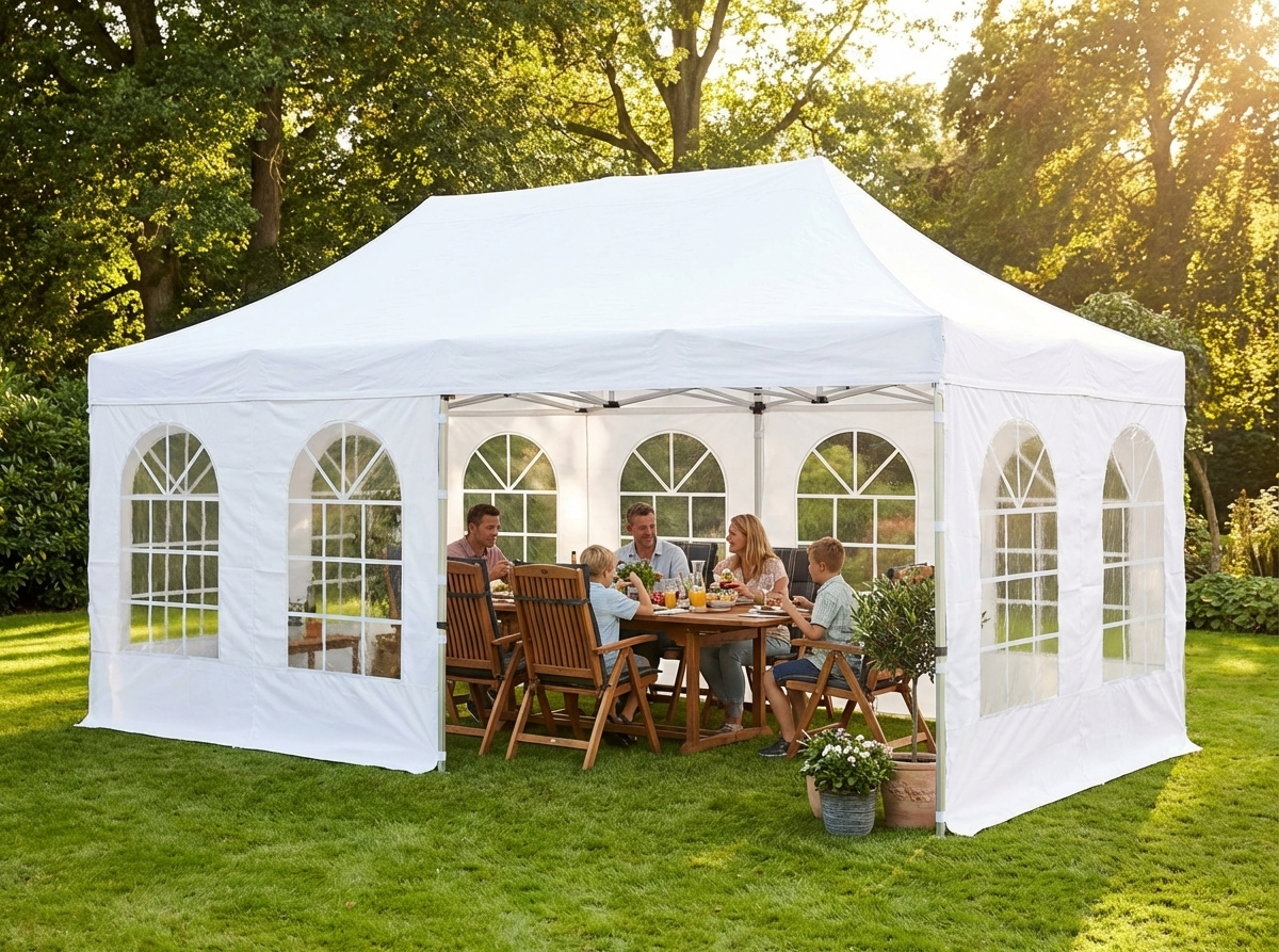 Pop Up Gazebo with Aluminium Frame in White for Outdoor Events - product detail