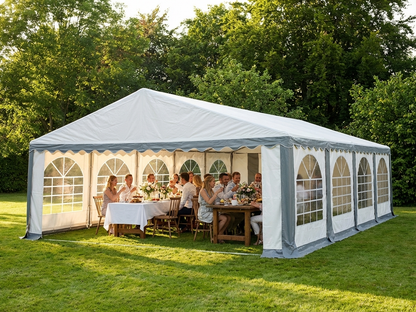 PVC Marquee 6x10m Grey/White with Galvanised Frame