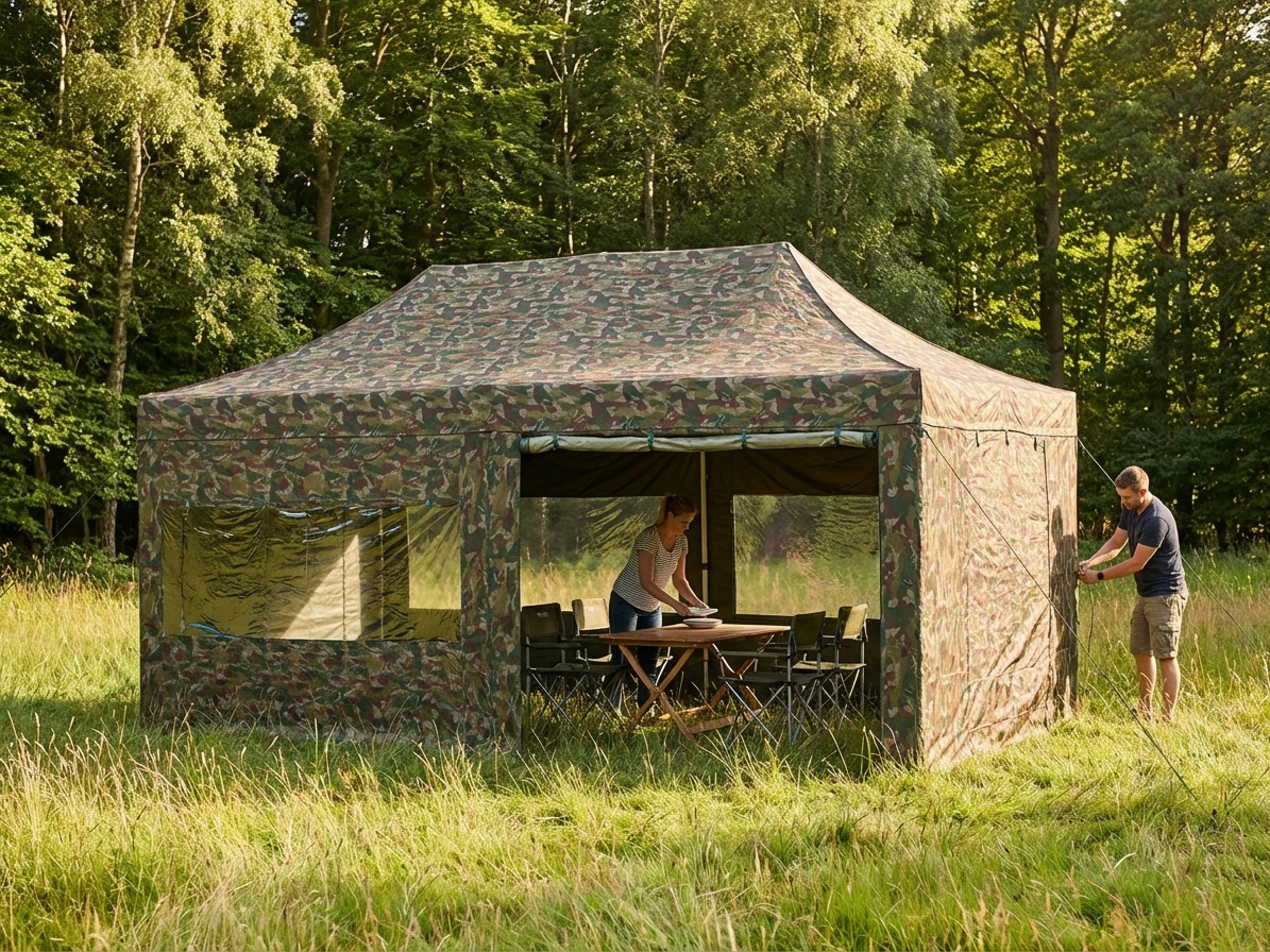 Pop Up Gazebo 3x6m with Camouflage Design and Steel Frame - product detail