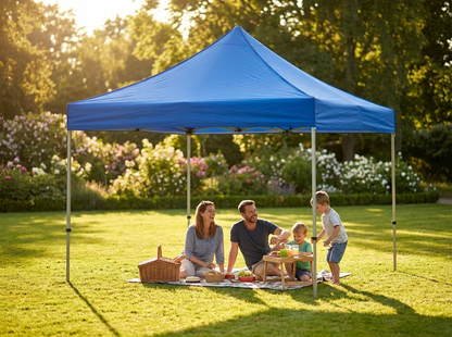 Blue pop-up gazebo 3x3m with steel frame for outdoor events - view 3