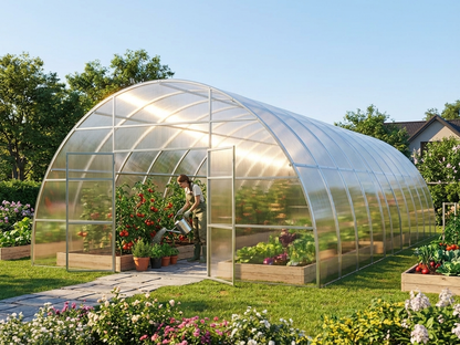 Silver polycarbonate greenhouse suitable for outdoor use