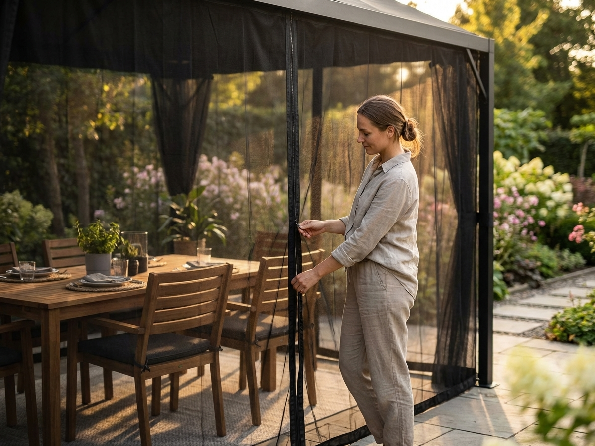 Black mesh curtain for gazebo, polyester material, 3x6 meters - view 3