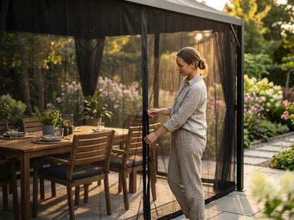 Black mesh curtain for gazebo, polyester material, 3x6 meters - view 3