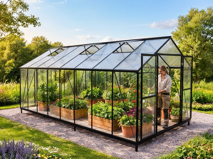 Black polycarbonate greenhouse with aluminium frame - view 3