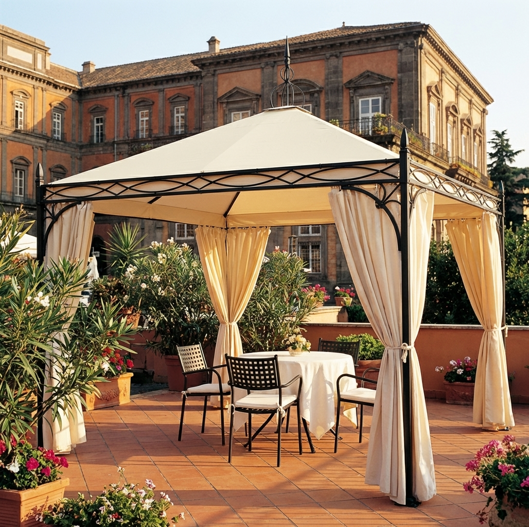 Gazebo 4x5 m champagne PVC and steel outdoor shelter - product detail