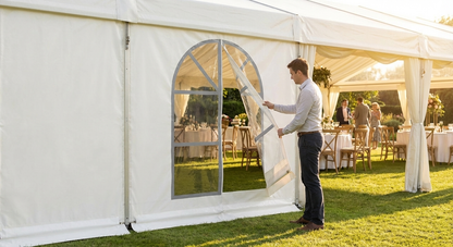 Marquee Sidewall with Window in White and Grey made from Strong PVC - product detail
