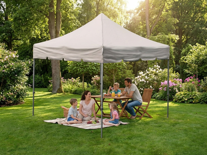 Pop up gazebo in latte colour with aluminium frame for outdoor events