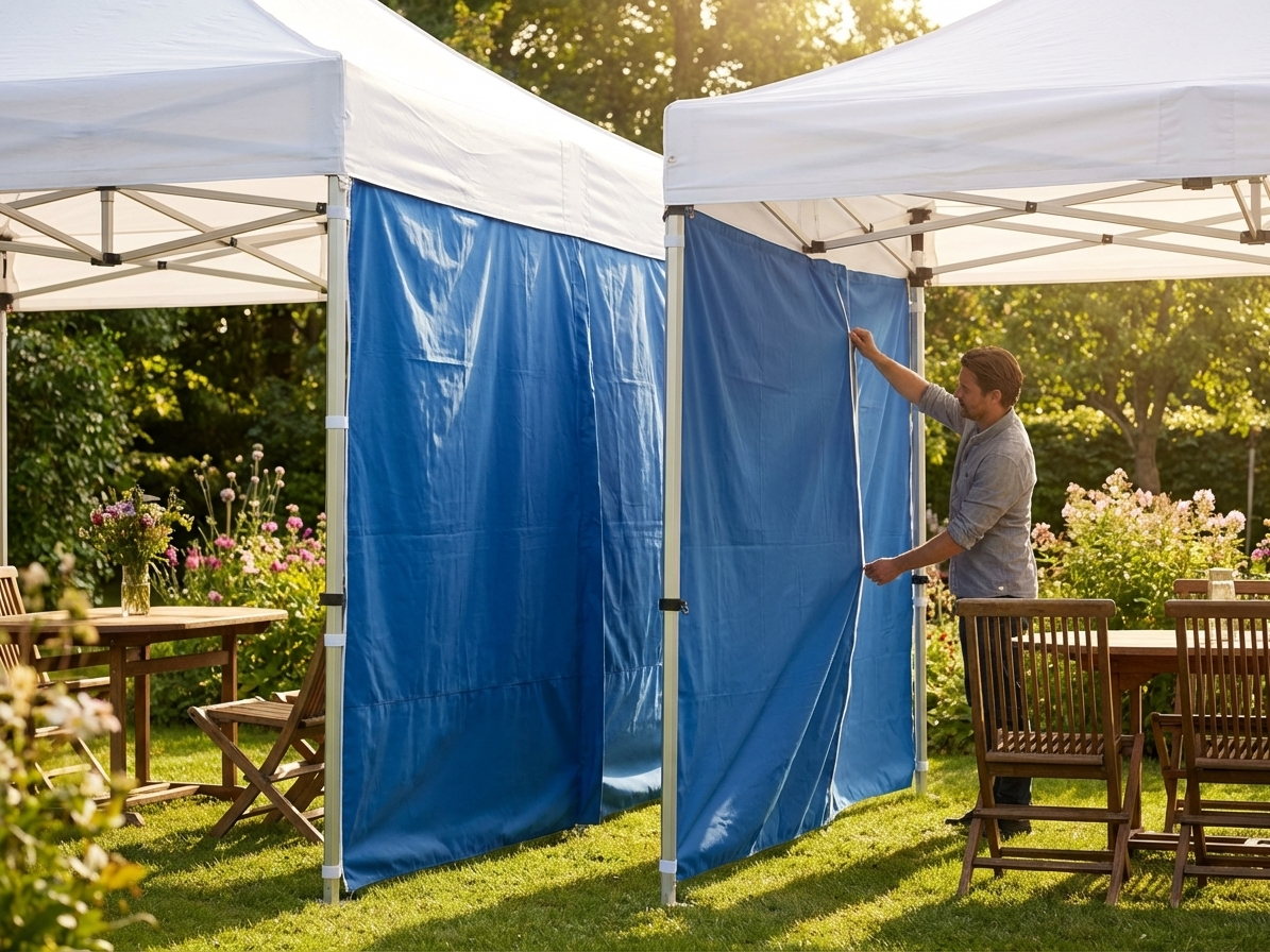 Blue gazebo infill joint panels for outdoor events - view 3