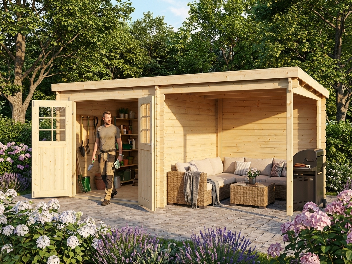 Wooden garden shed made of Nordic Spruce for outdoor storage - product detail