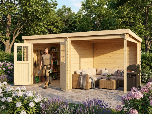 Wooden garden shed made of Nordic Spruce for outdoor storage - product detail