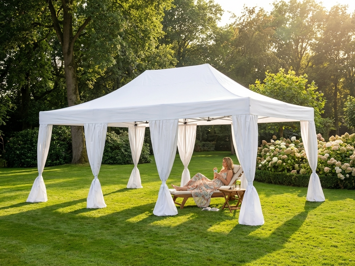 Pop up gazebo 4x6m white steel frame outdoor events - view 3