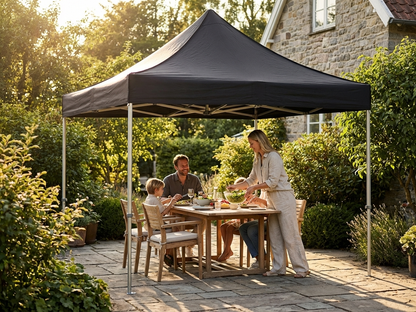 Black pop-up gazebo with steel frame for outdoor events - product detail
