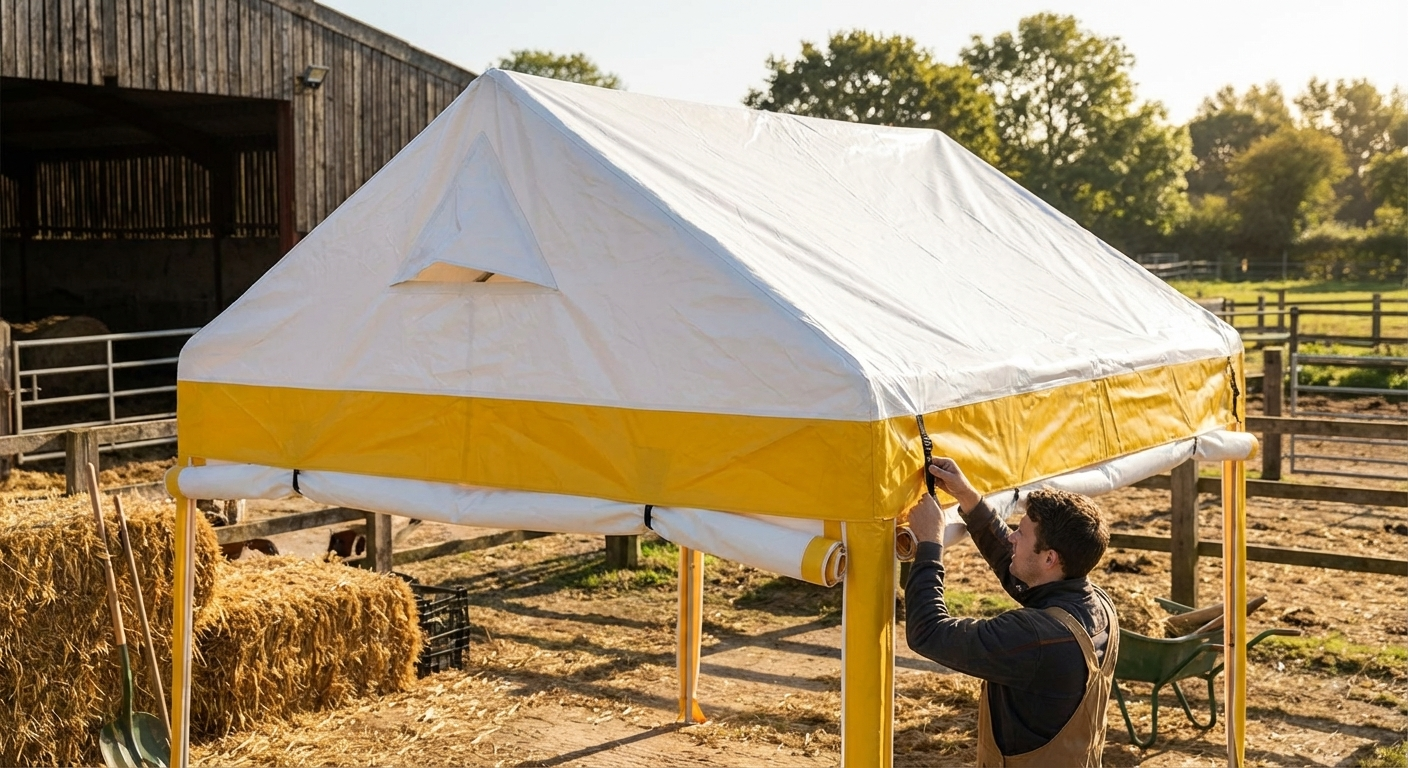 PVC Storage Tent Roof Cover 2x2m in White and Yellow