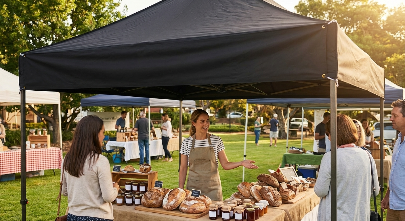 White gazebo banner 4x0.5m made from Decotex polyester for outdoor use