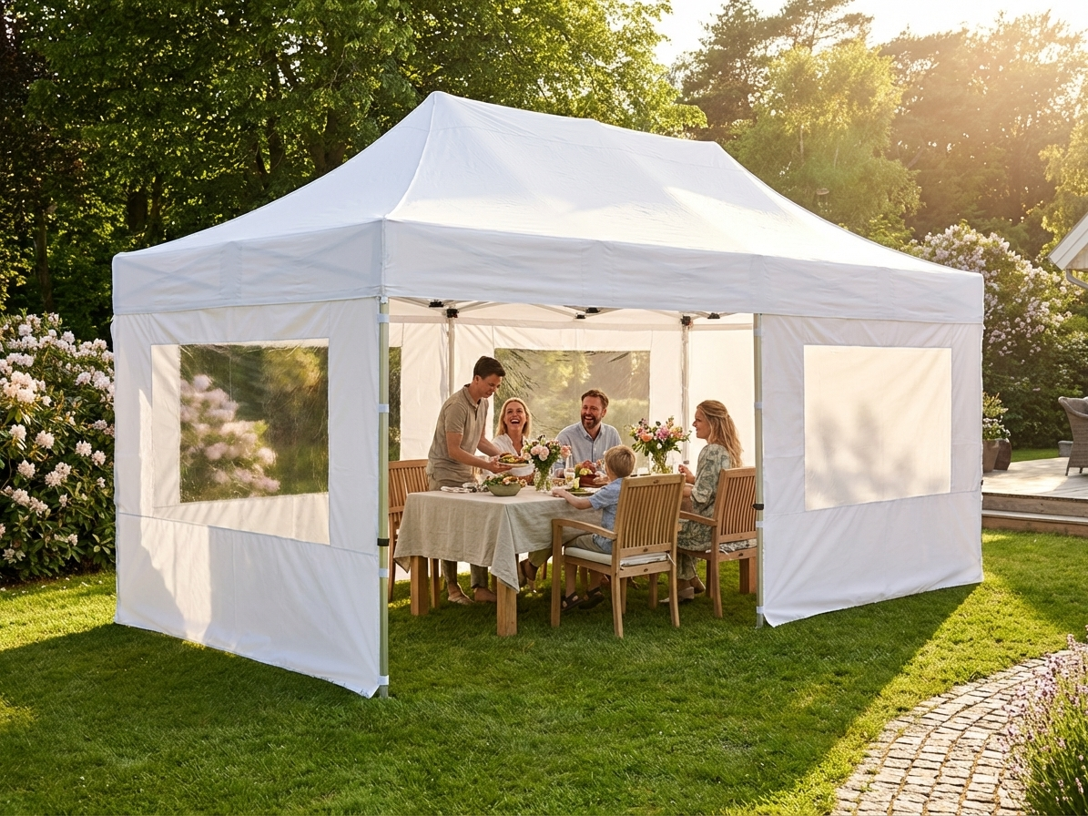 Pop Up Gazebo 3x6 m White with Aluminium Frame and Sidewalls - view 3