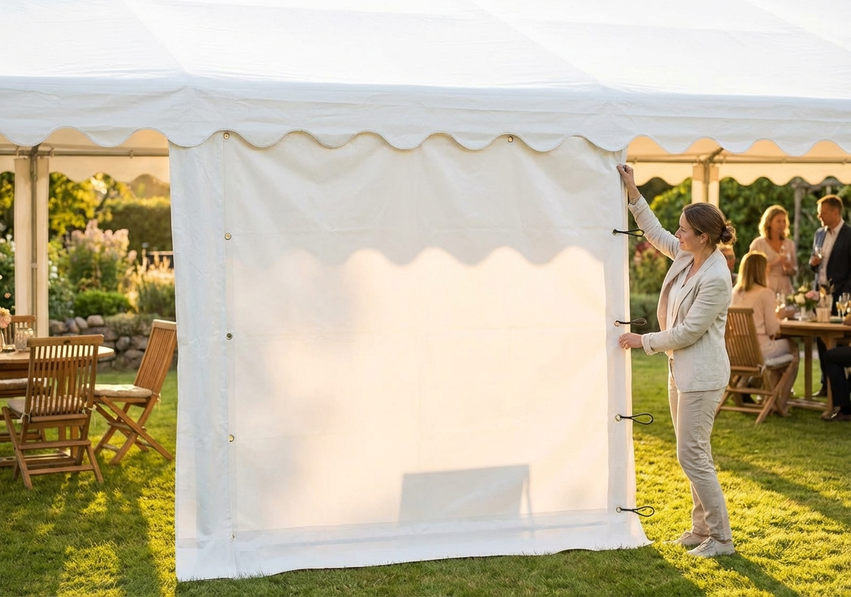 White marquee sidewall made of strong PVC for outdoor events - product detail