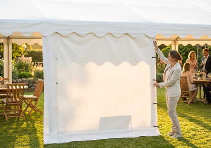 White marquee sidewall made of strong PVC for outdoor events - product detail