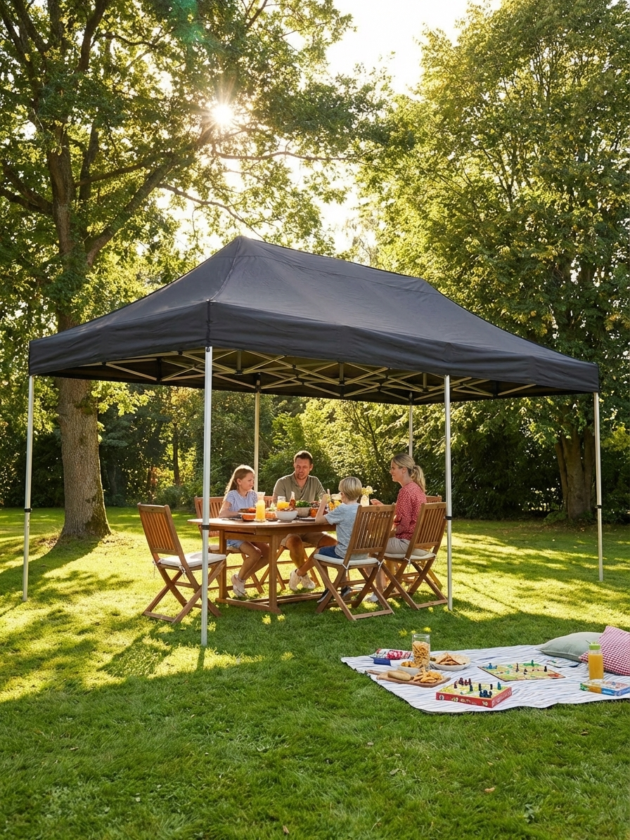 Black pop-up gazebo 3x6m with aluminium frame - product detail