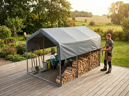 Grey polyethylene storage shelter roof cover - view 3