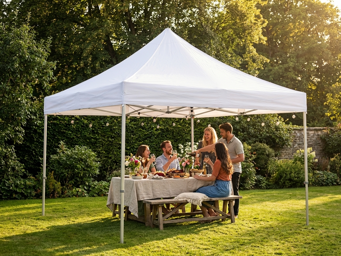 White pop up gazebo 5x5m aluminium frame for outdoor use