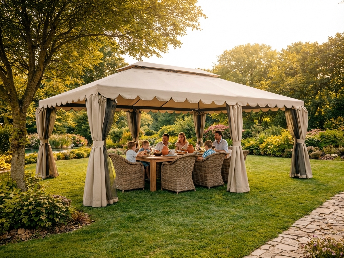 Dark beige gazebo 3x6 m with steel frame for outdoor events - view 3