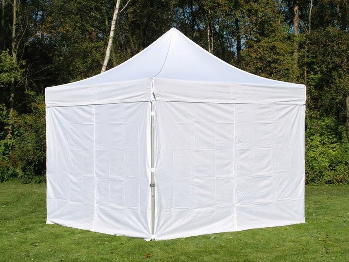 White pop-up gazebo 4x4 meters with flame-retardant aluminium frame - product detail
