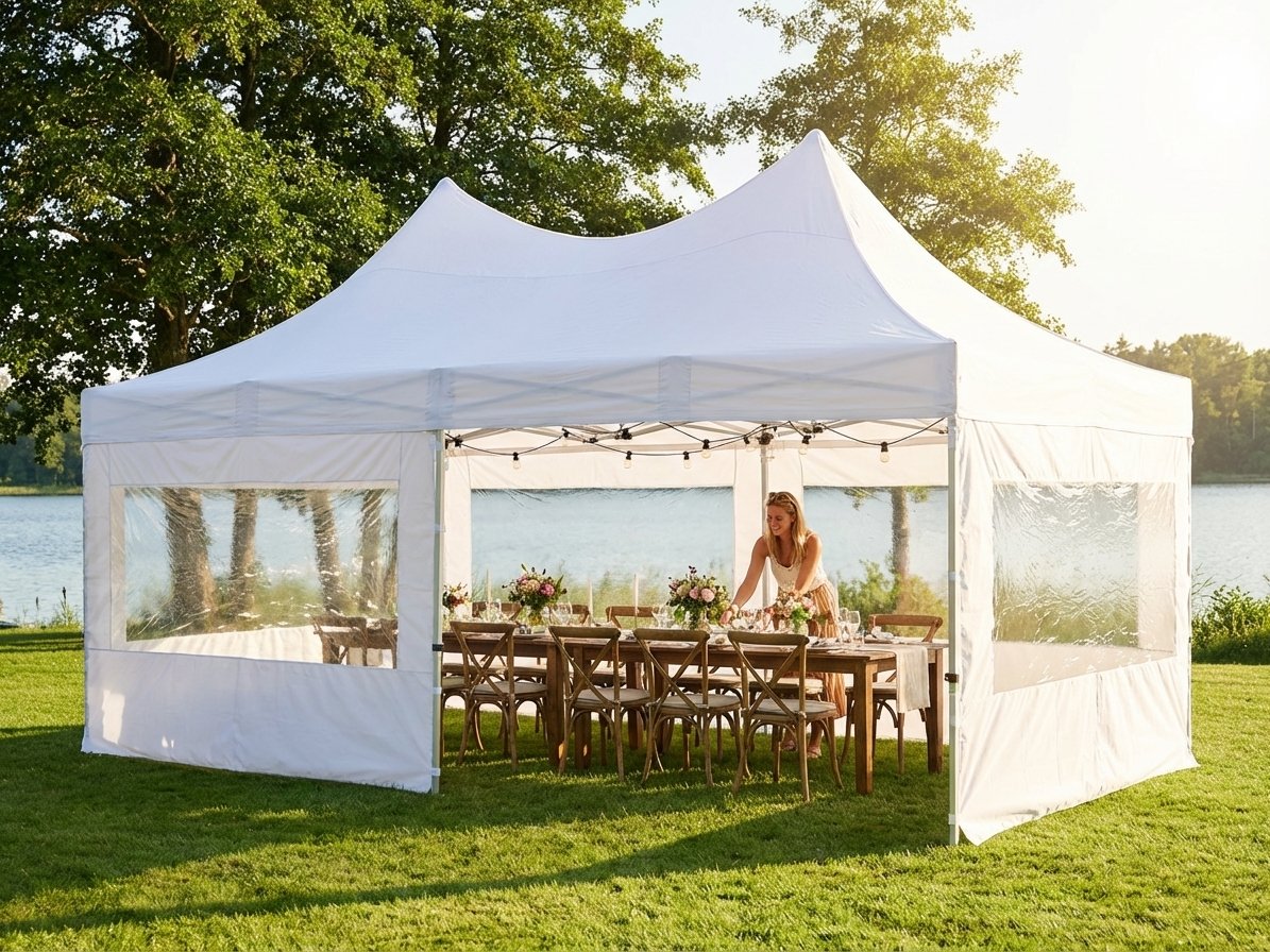 White pop-up gazebo with aluminium frame for outdoor events - view 3