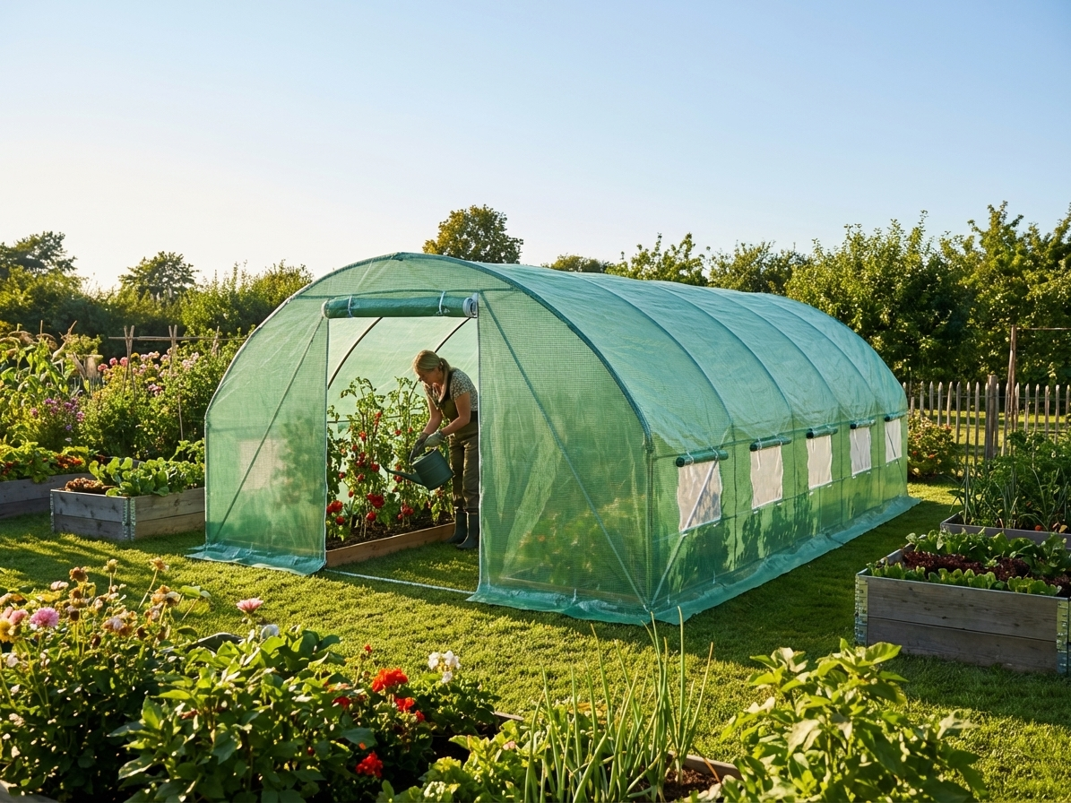 Green polytunnel greenhouse 4x8x2 m for domestic and commercial use - view 3