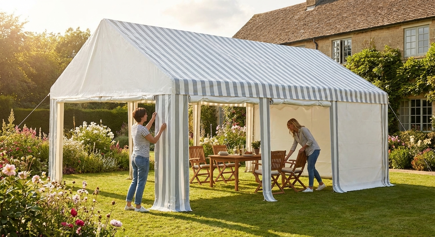 Strong PVC Roof Cover for Marquee 5x6m in White/Grey, waterproof and durable - view 3