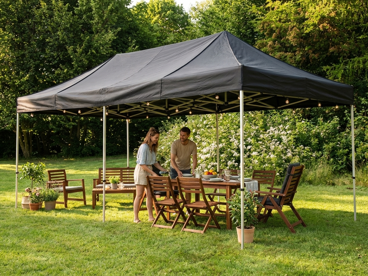 Pop Up Gazebo 3x6 m Black Steel Frame for Outdoor Events - product detail