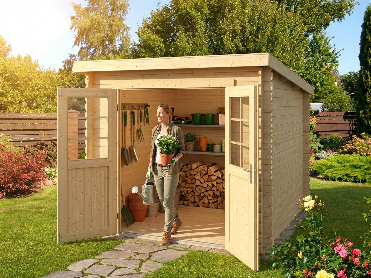 Wooden shed in natural finish, ideal for outdoor storage - view 3