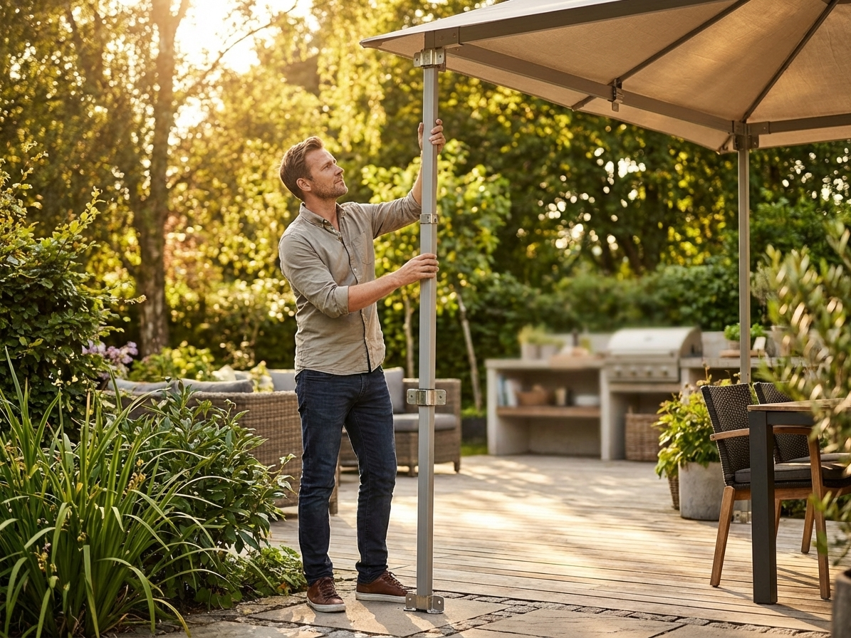 Aluminium roof pole 1.01 m in silver for domestic and commercial use