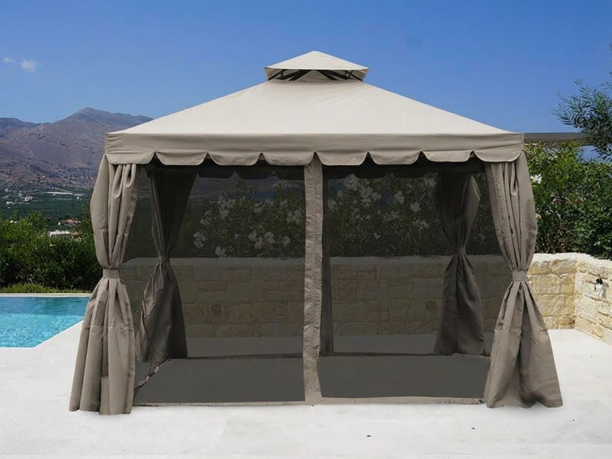Dark Beige Gazebo with Steel Frame for Outdoor Events