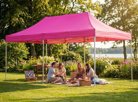 Pop Up Gazebo - 3x6 m Pink - Aluminium Frame - Outdoor Events