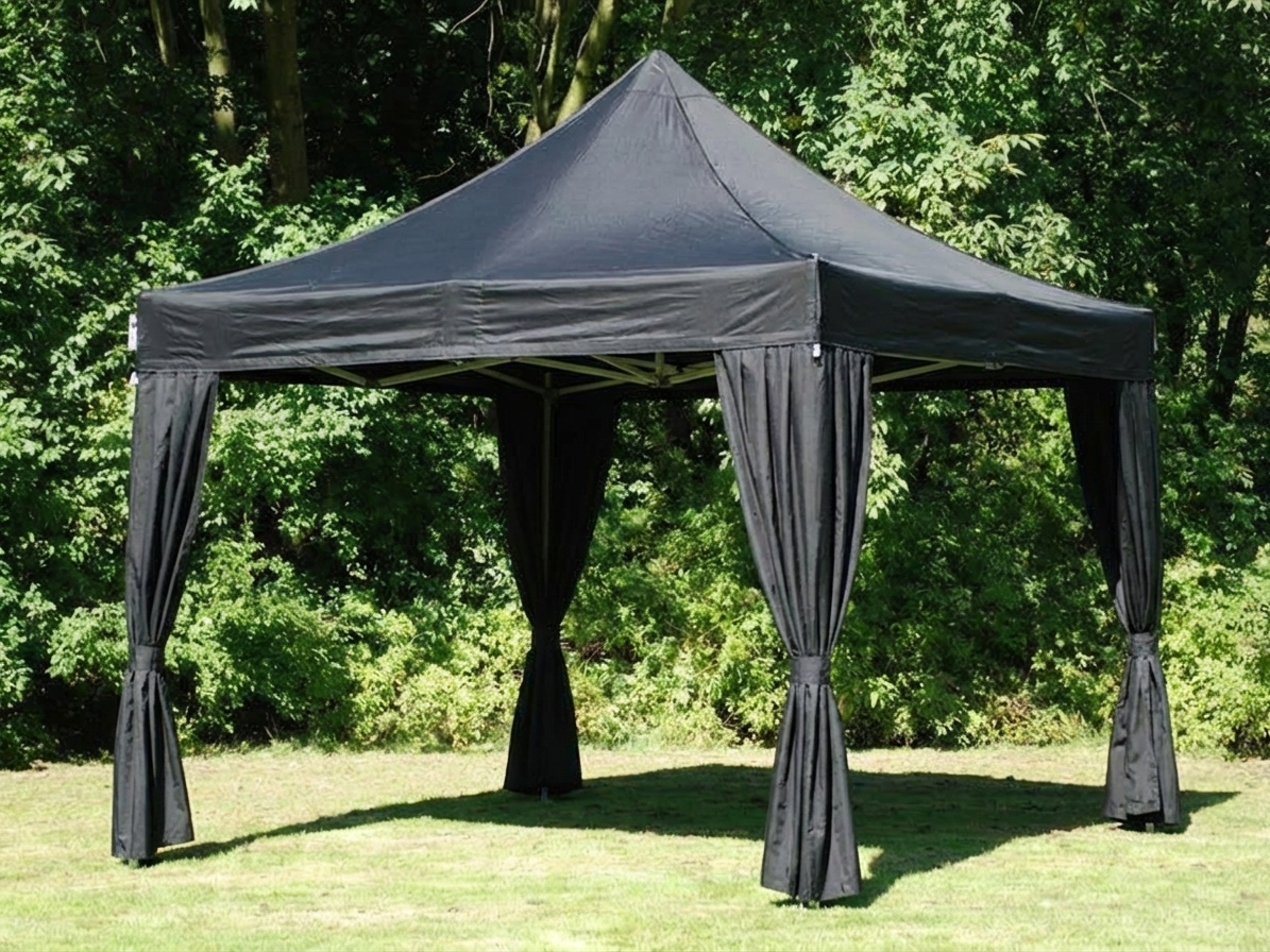 Black pop-up gazebo 3x3m with aluminium frame for outdoor events