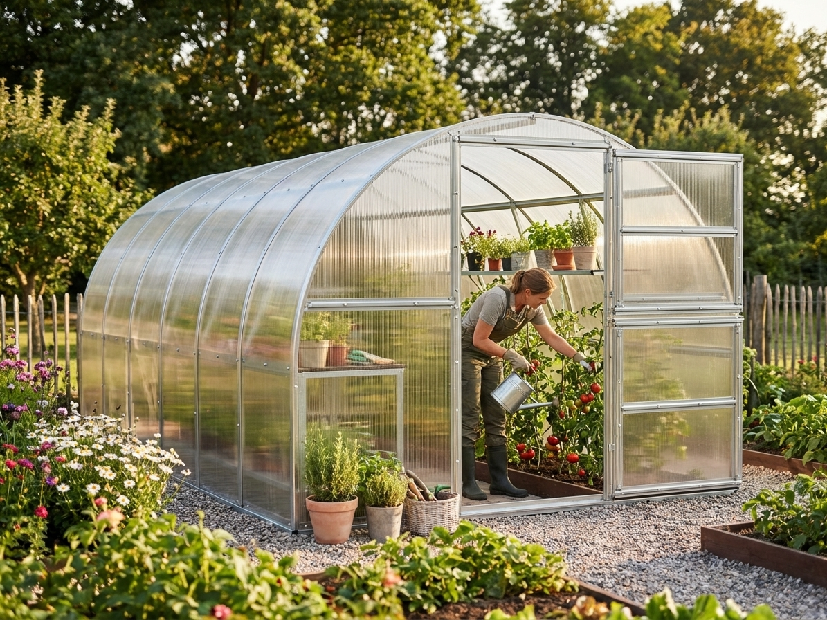 Polycarbonate Greenhouse 3x6m Silver with Steel Frame - product detail