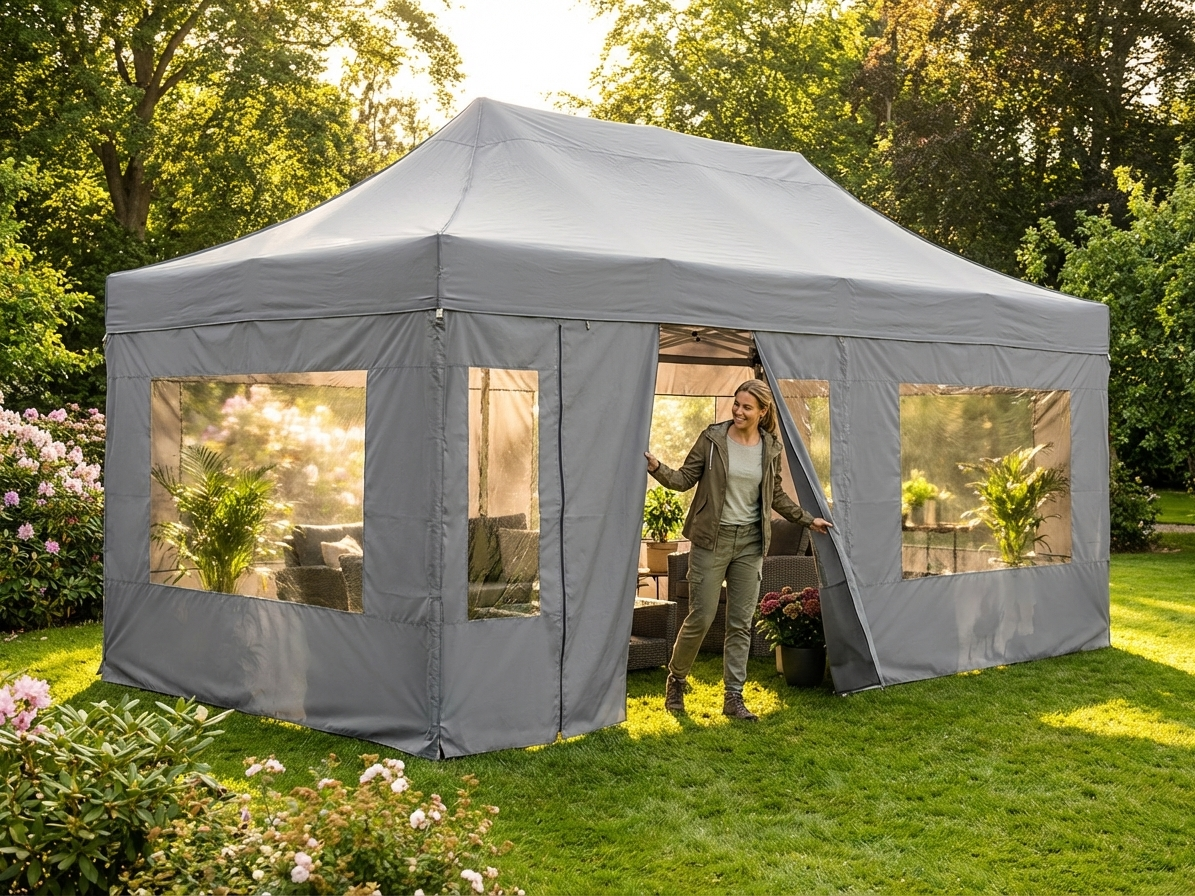 Grey gazebo sidewall kit 4x6 m for outdoor events - view 3