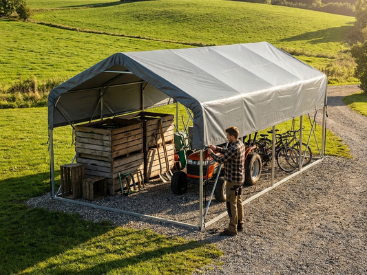 Grey PVC roof cover for storage shelter - product detail