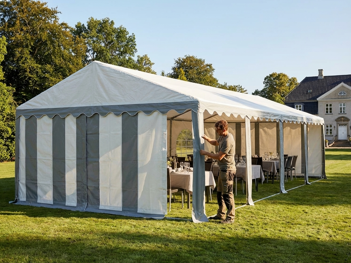 White and Grey PVC Marquee Roof Cover 5x12m