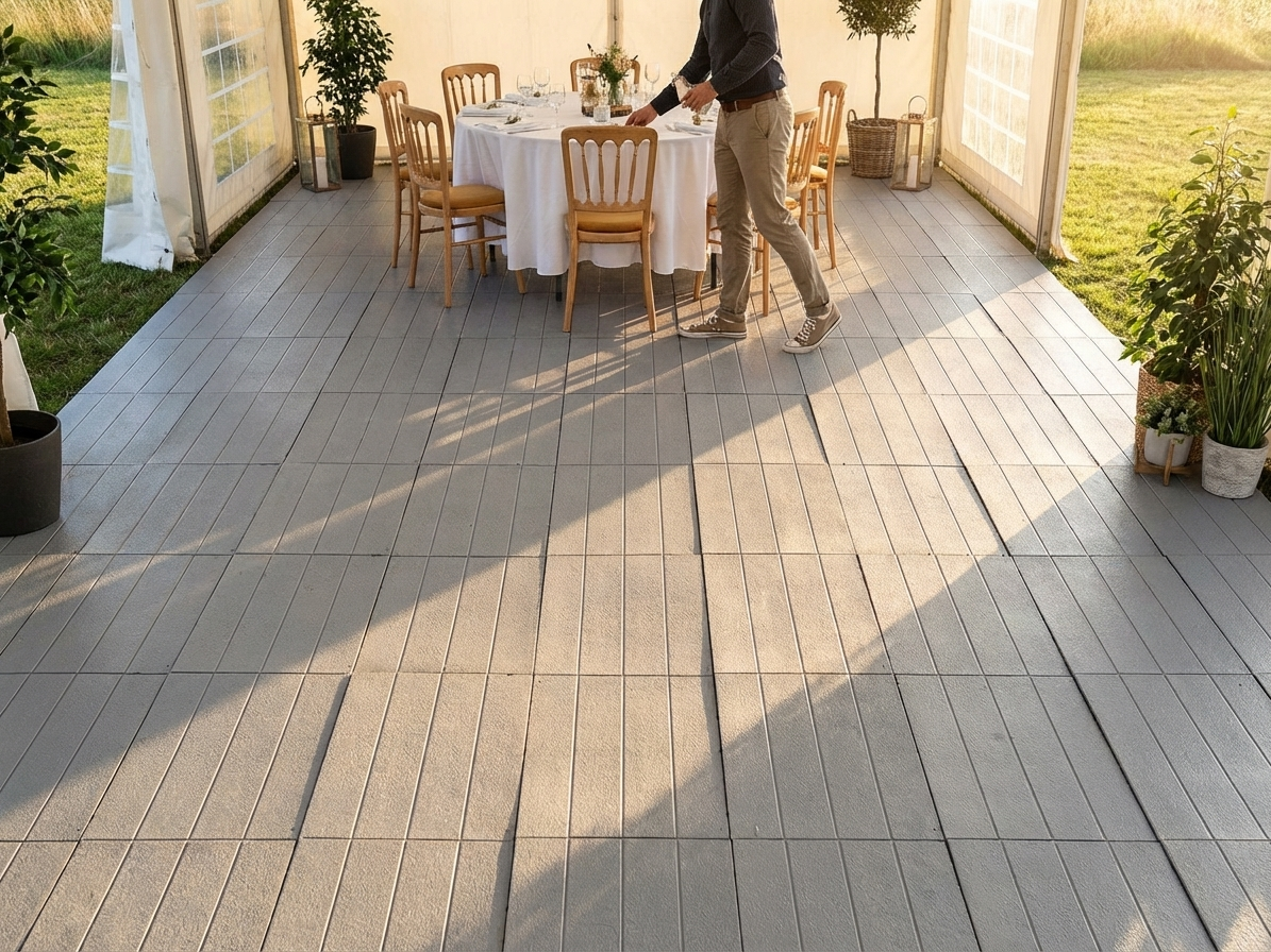 Grey plastic flooring tiles made from high quality polyethylene - view 3