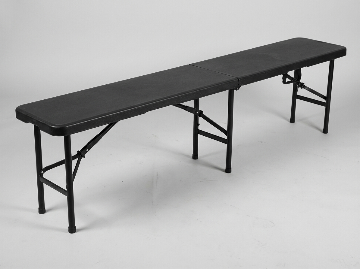 Folding bench set in black, made of HDPE and steel for versatile use - product detail