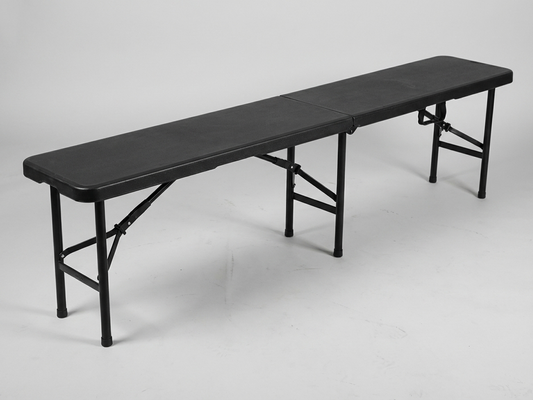 Folding bench set in black, made of HDPE and steel for versatile use - product detail