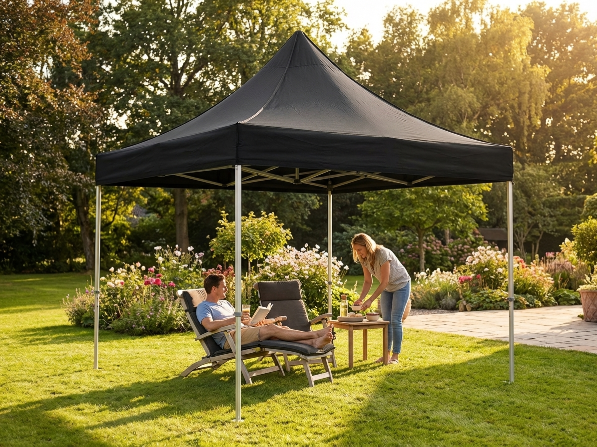 Black pop-up gazebo 3x3m with aluminium frame for outdoor events - view 3
