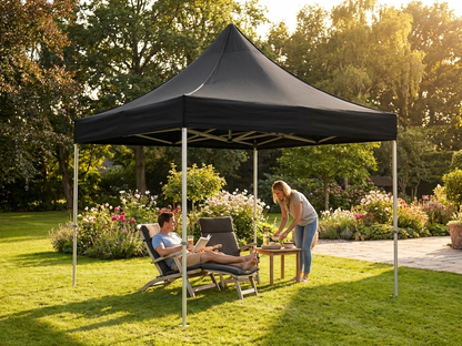 Black pop-up gazebo 3x3m with aluminium frame for outdoor events - view 3