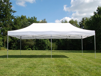 White pop-up gazebo with steel frame, 4x8 m, suitable for outdoor events