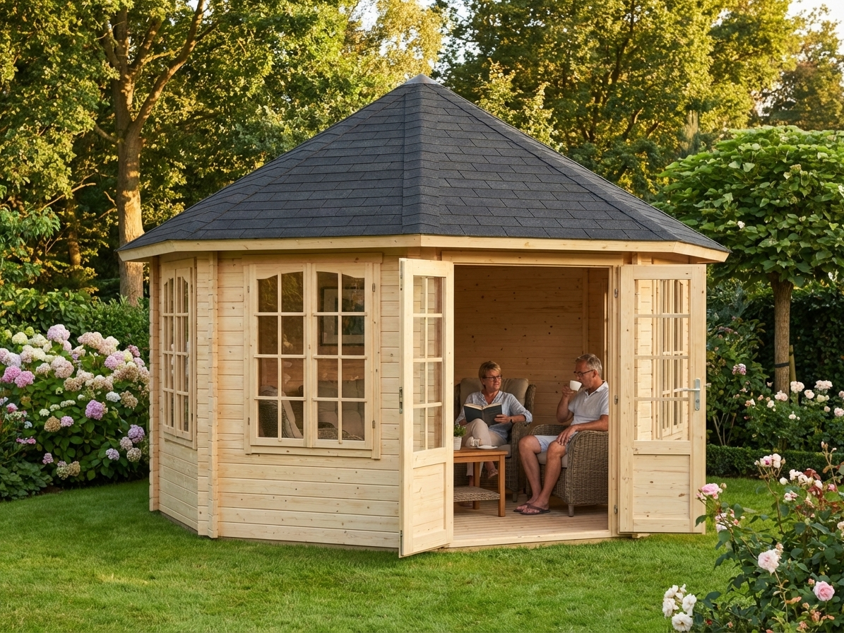 Wooden Gazebo made from Natural Nordic Spruce, outdoor retreat - product detail
