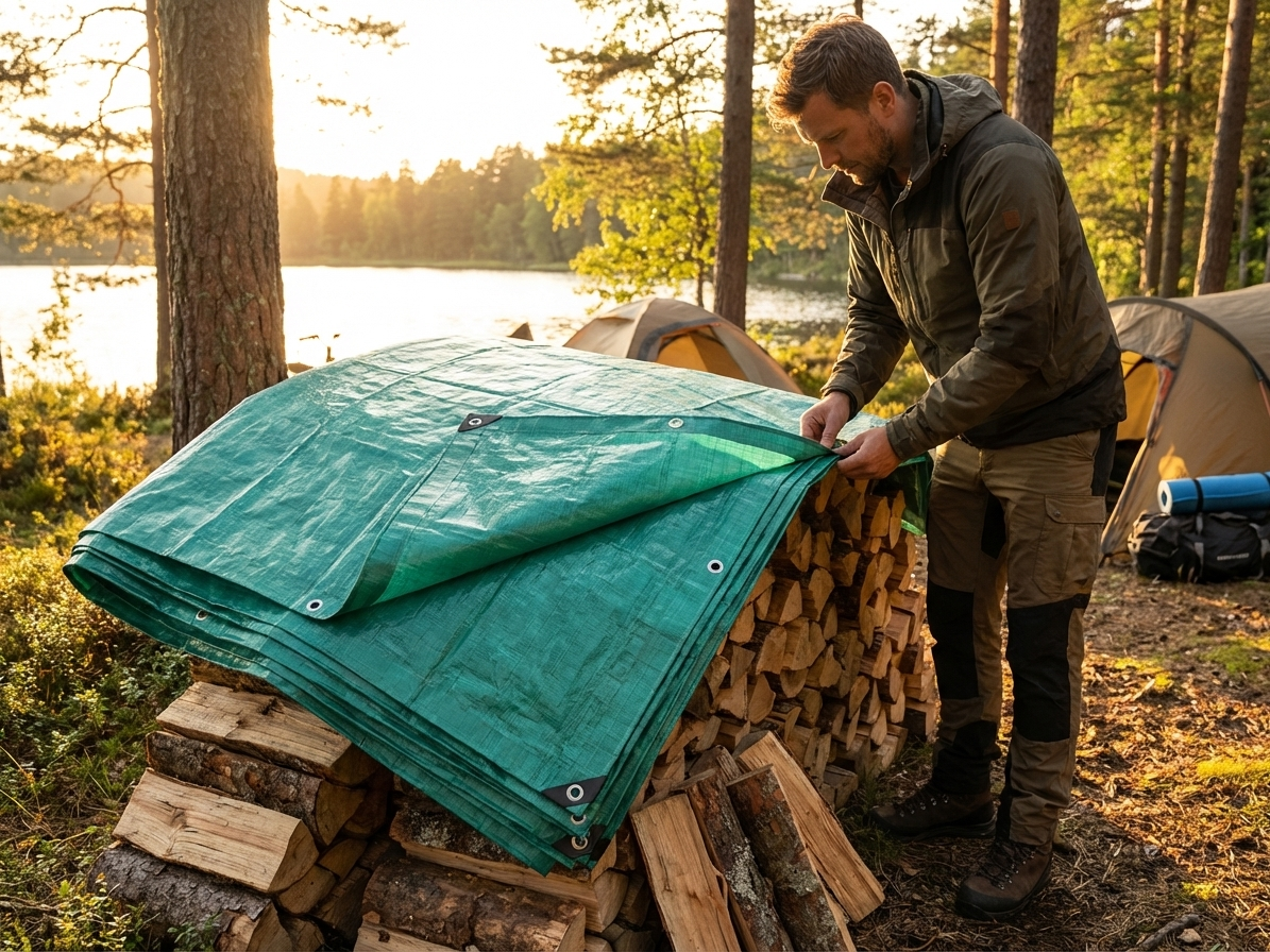 Durable green tarpaulin 12x15 m for outdoor protection - view 3