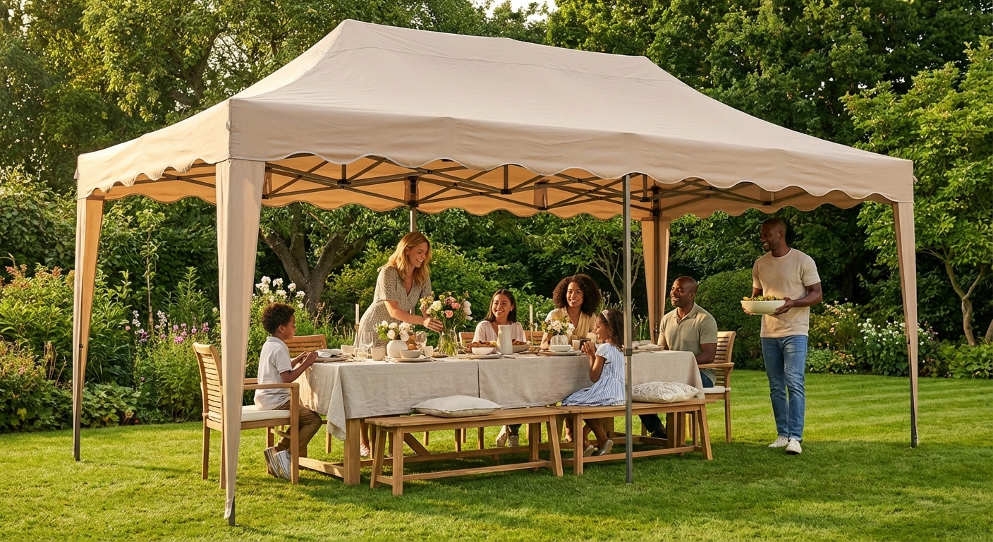 Pop up gazebo in latte colour with aluminium frame for outdoor events - view 3